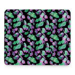 Purple And Green Leaf Pattern Print Mouse Pad
