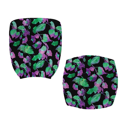 Purple And Green Leaf Pattern Print Office Chair Cover