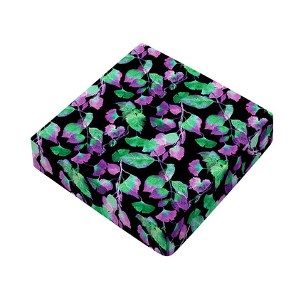 Purple And Green Leaf Pattern Print Outdoor Seat Cushion Cover