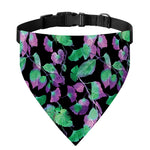 Purple And Green Leaf Pattern Print Over The Collar Dog Bandana