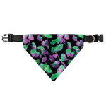 Purple And Green Leaf Pattern Print Over The Collar Dog Bandana