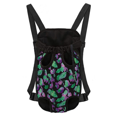 Purple And Green Leaf Pattern Print Pet Carrier Backpack