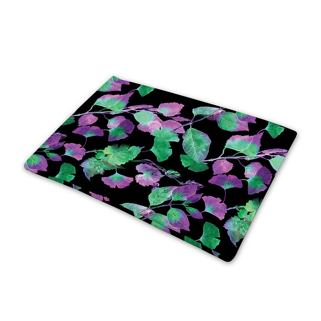 Purple And Green Leaf Pattern Print Pet Cooling Mat Cover