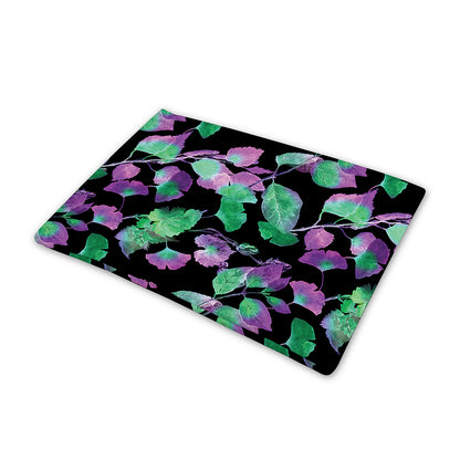Purple And Green Leaf Pattern Print Pet Cooling Mat Cover