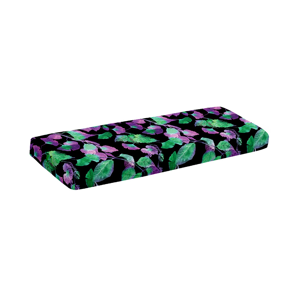 Purple And Green Leaf Pattern Print Piano Keyboard Cover