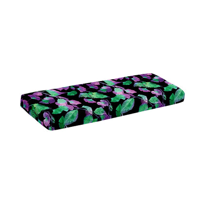 Purple And Green Leaf Pattern Print Piano Keyboard Cover