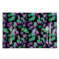 Purple And Green Leaf Pattern Print Placemat