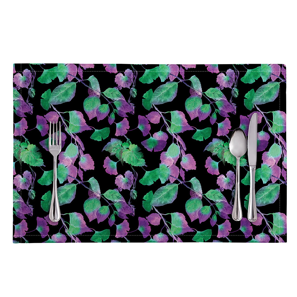 Purple And Green Leaf Pattern Print Placemat