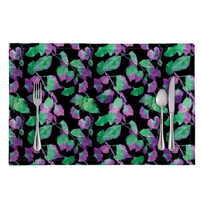 Purple And Green Leaf Pattern Print Placemat
