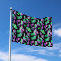 Purple And Green Leaf Pattern Print Polyester Flag