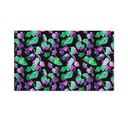 Purple And Green Leaf Pattern Print Polyester Flag