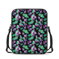 Purple And Green Leaf Pattern Print Rectangular Crossbody Bag