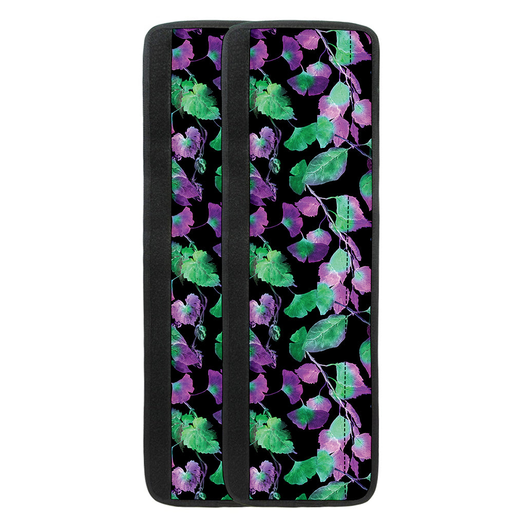 Purple And Green Leaf Pattern Print Refrigerator Handle Covers