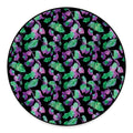 Purple And Green Leaf Pattern Print Round Floor Mat