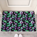 Purple And Green Leaf Pattern Print Rubber Doormat