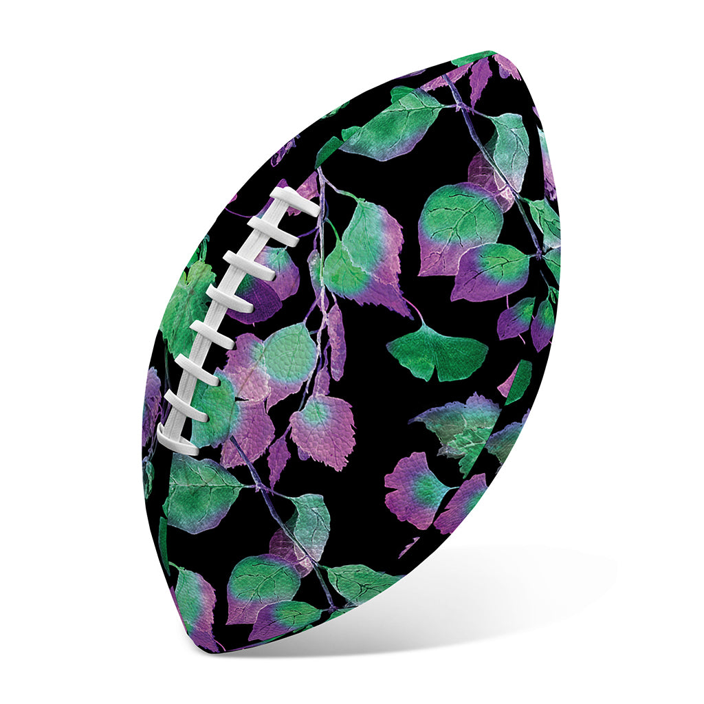 Purple And Green Leaf Pattern Print Rugby Ball
