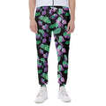 Purple And Green Leaf Pattern Print Joggers