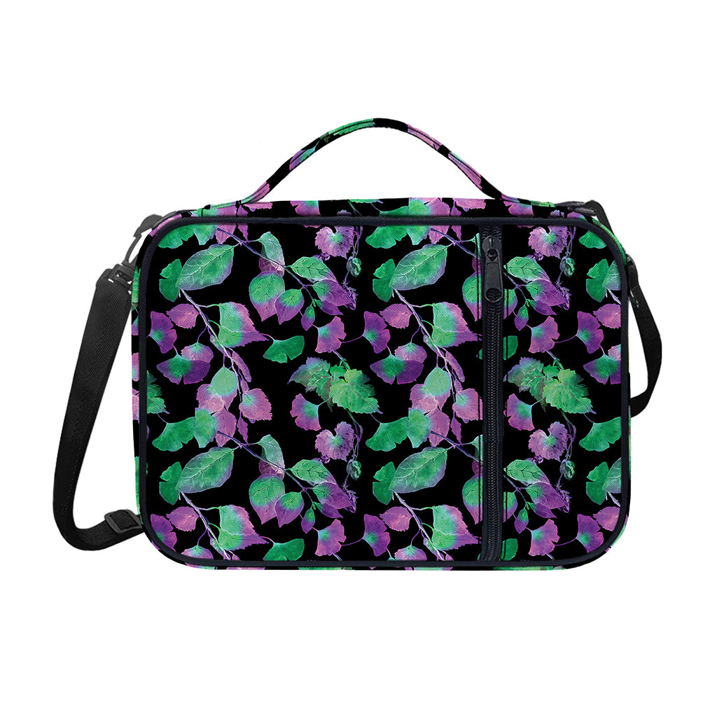 Purple And Green Leaf Pattern Print Shoulder Strap Bible Bag