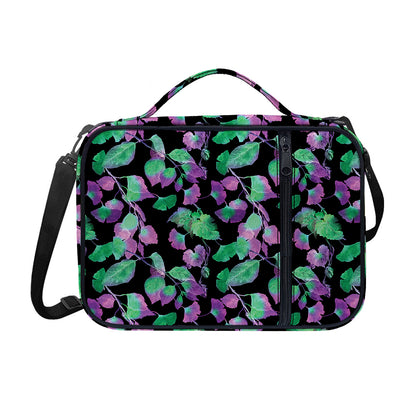 Purple And Green Leaf Pattern Print Shoulder Strap Bible Bag