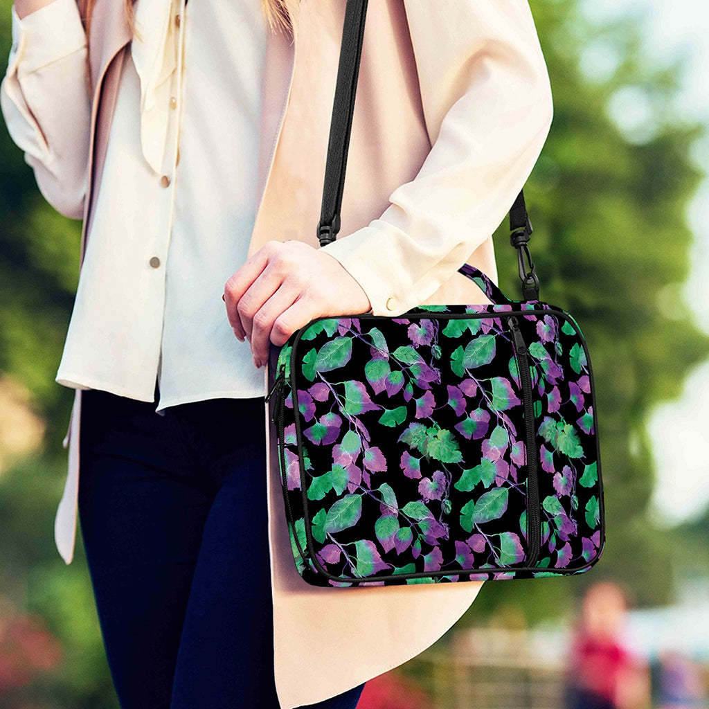 Purple And Green Leaf Pattern Print Shoulder Strap Bible Bag