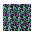 Purple And Green Leaf Pattern Print Silk Bandana