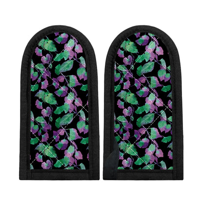 Purple And Green Leaf Pattern Print Skillet Handle Cover