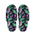 Purple And Green Leaf Pattern Print Slippers