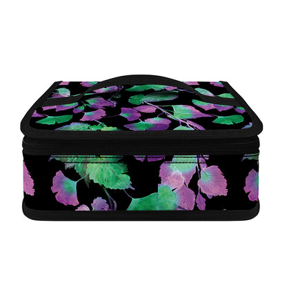 Purple And Green Leaf Pattern Print Small Lunch Bag