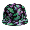 Purple And Green Leaf Pattern Print Snapback Cap