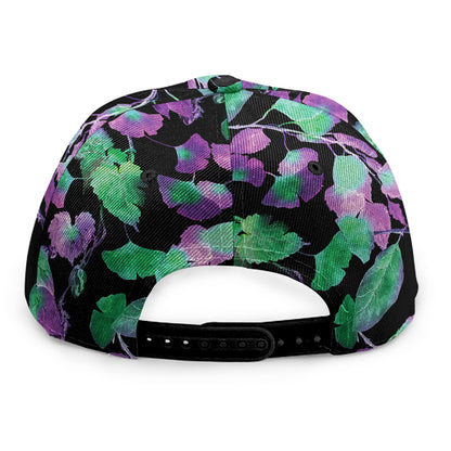 Purple And Green Leaf Pattern Print Snapback Cap
