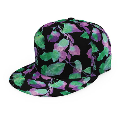 Purple And Green Leaf Pattern Print Snapback Cap