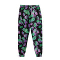 Purple And Green Leaf Pattern Print Sweatpants
