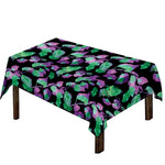 Purple And Green Leaf Pattern Print Tablecloth