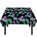 Purple And Green Leaf Pattern Print Tablecloth