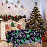 Purple And Green Leaf Pattern Print Tablecloth