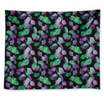 Purple And Green Leaf Pattern Print Tapestry