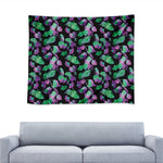 Purple And Green Leaf Pattern Print Tapestry