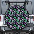Purple And Green Leaf Pattern Print Tire Cover