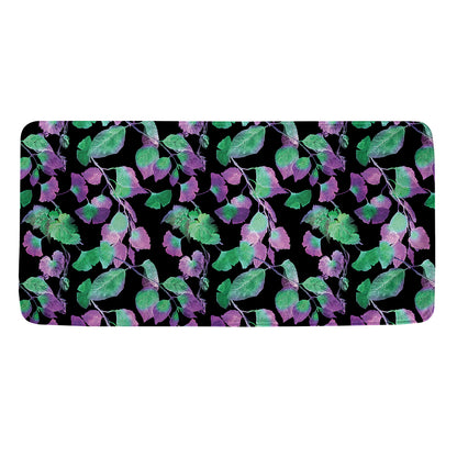 Purple And Green Leaf Pattern Print Towel
