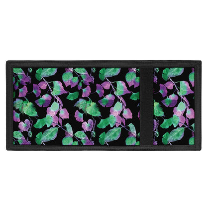 Purple And Green Leaf Pattern Print Trifold Wallet