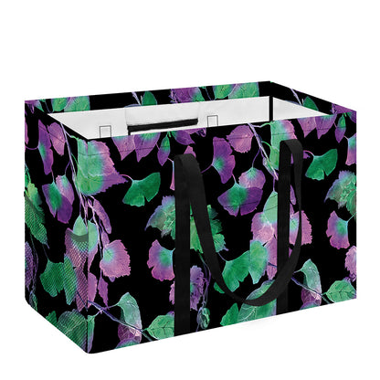 Purple And Green Leaf Pattern Print Utility Tote Bag