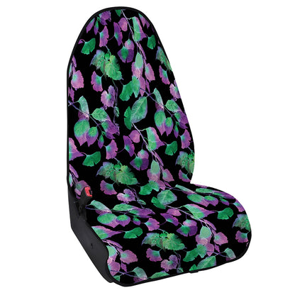 Purple And Green Leaf Pattern Print Waterproof Car Seat Cover