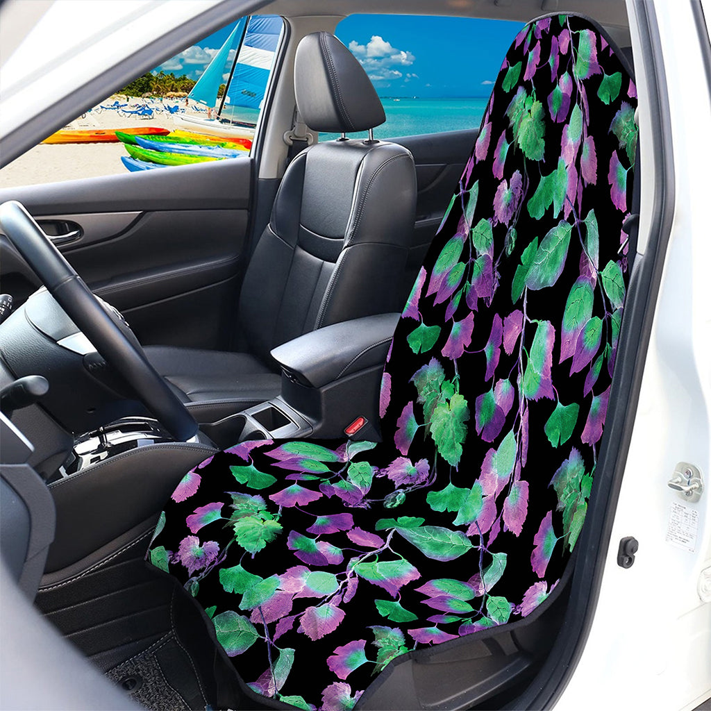 Purple And Green Leaf Pattern Print Waterproof Car Seat Cover