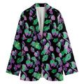 Purple And Green Leaf Pattern Print Women's Blazer