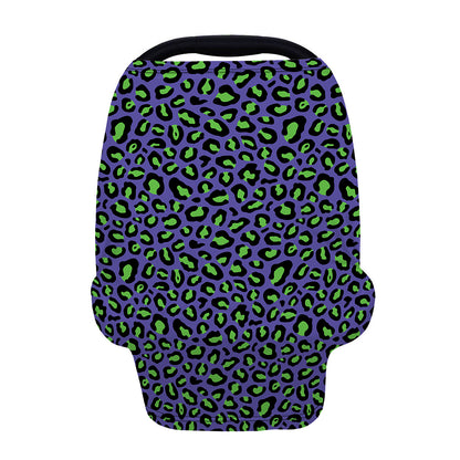 Purple And Green Leopard Pattern Print Baby Seat Cover