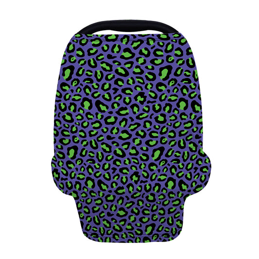 Purple And Green Leopard Pattern Print Baby Seat Cover