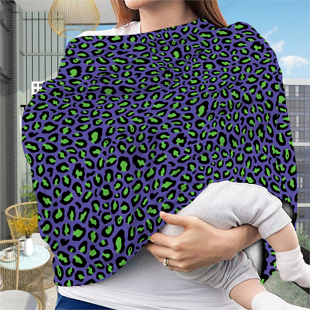 Purple And Green Leopard Pattern Print Baby Seat Cover