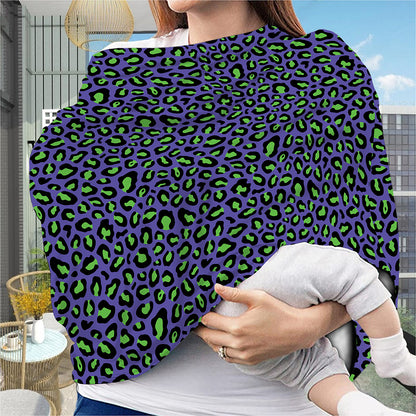 Purple And Green Leopard Pattern Print Baby Seat Cover