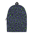 Purple And Green Leopard Pattern Print School Backpack