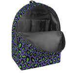 Purple And Green Leopard Pattern Print Backpack